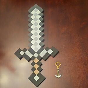 Pixelated Minecraft Sword and Minecraft Keychain